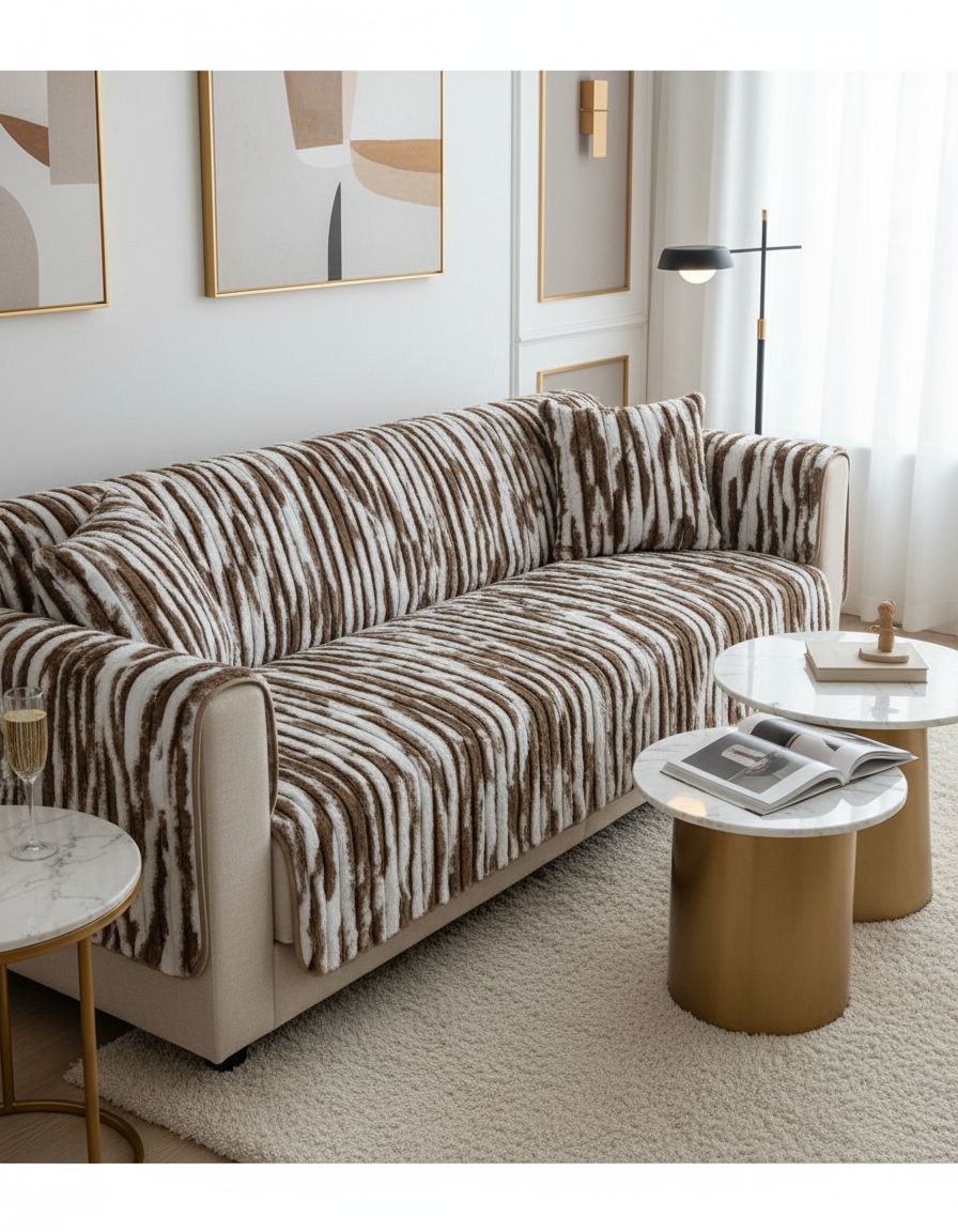 Rabbit Fur Running Sofa Cover view 2