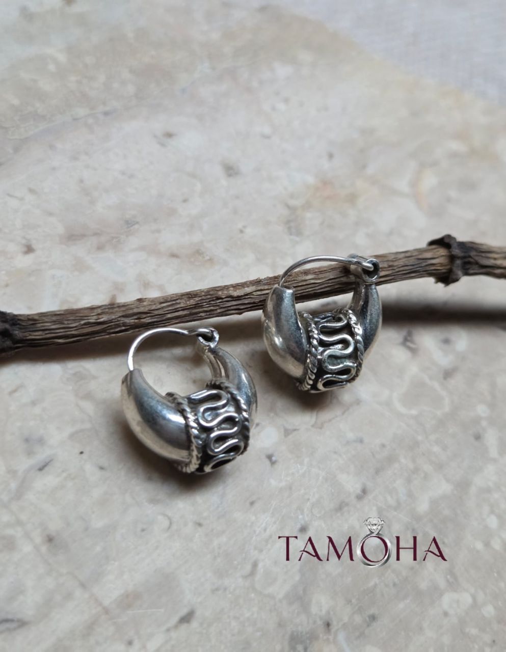 Silver Hoop Earrings view 2