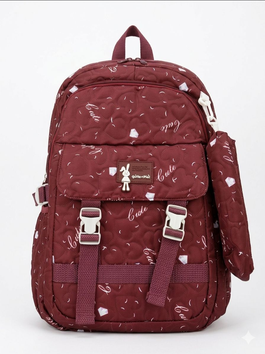 Cute Heart Girls Bag Maroon view 2