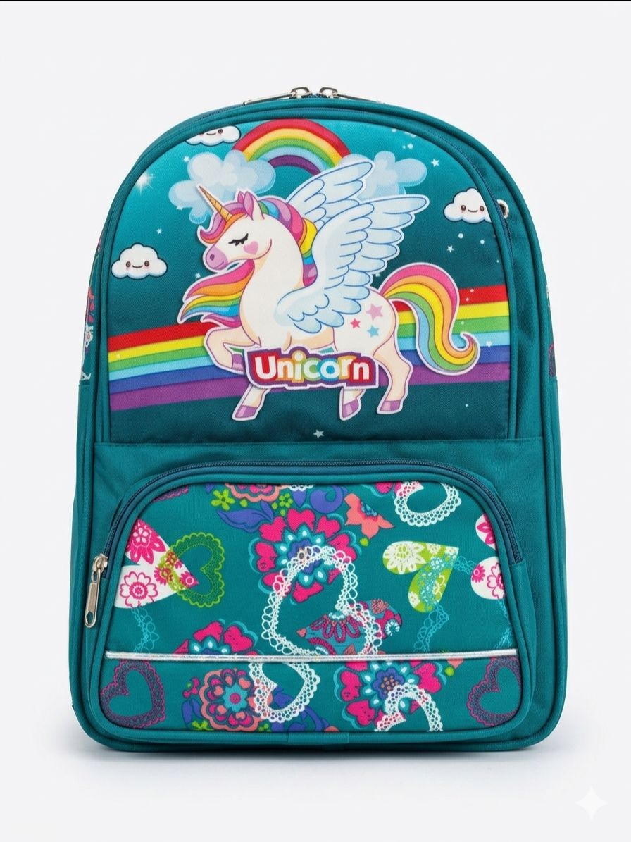 Unicorn Kids School Bag Teal view 2