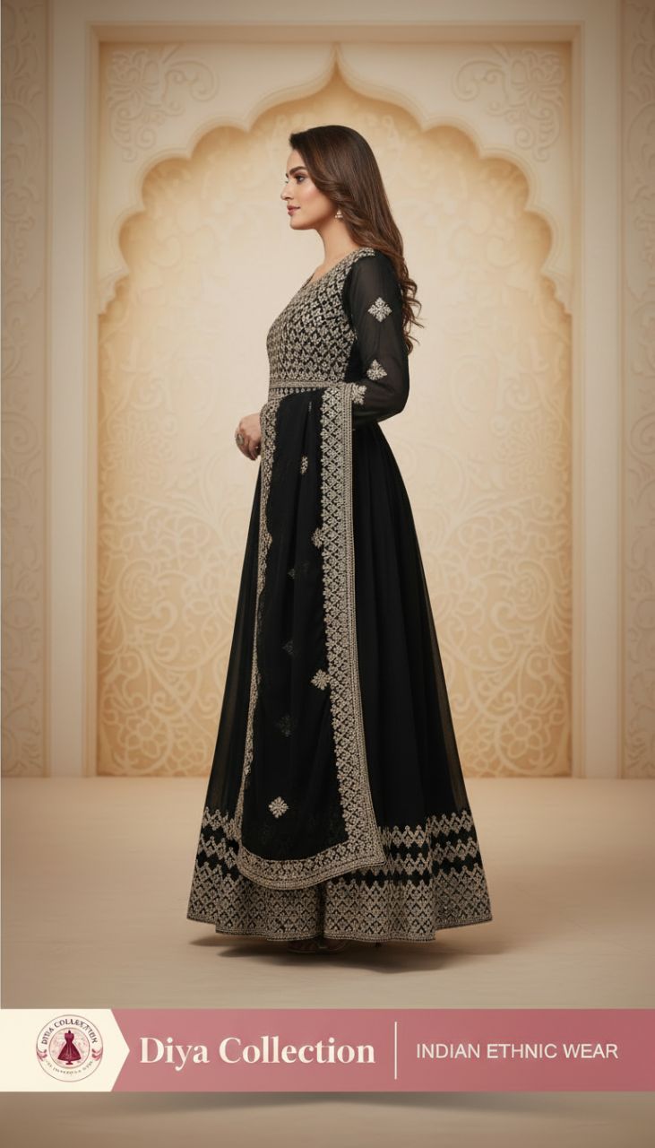 Diya Collection Black Ethnic Dress Gown view 3