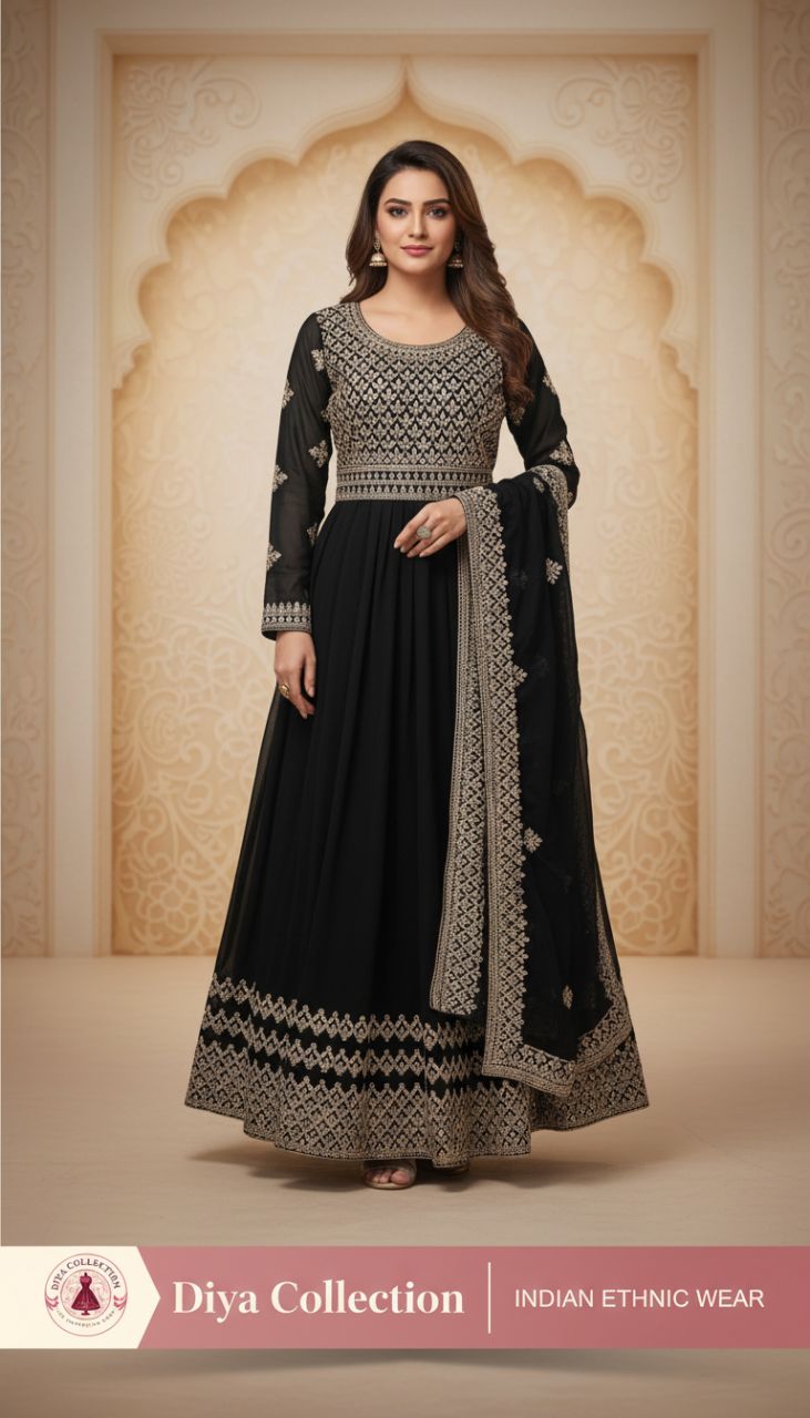 Diya Collection Black Ethnic Dress Gown view 4