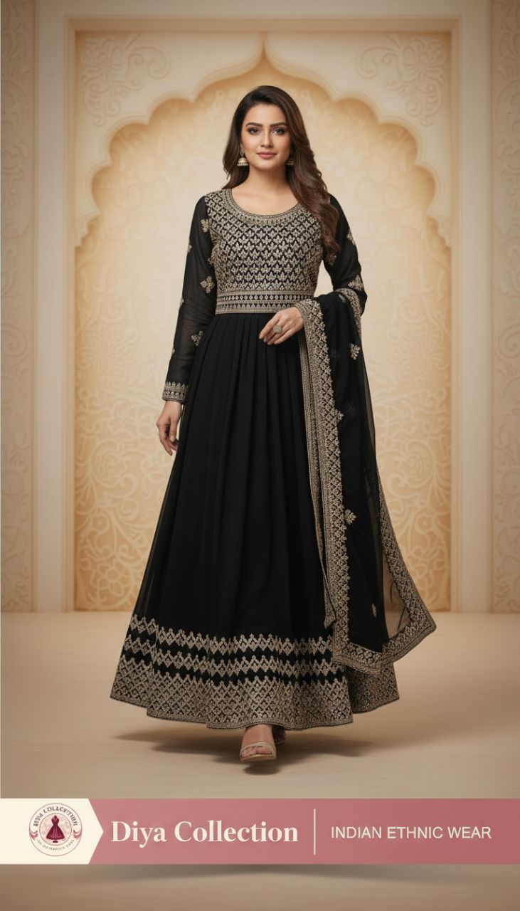 Diya Collection Black Ethnic Dress Gown view 2