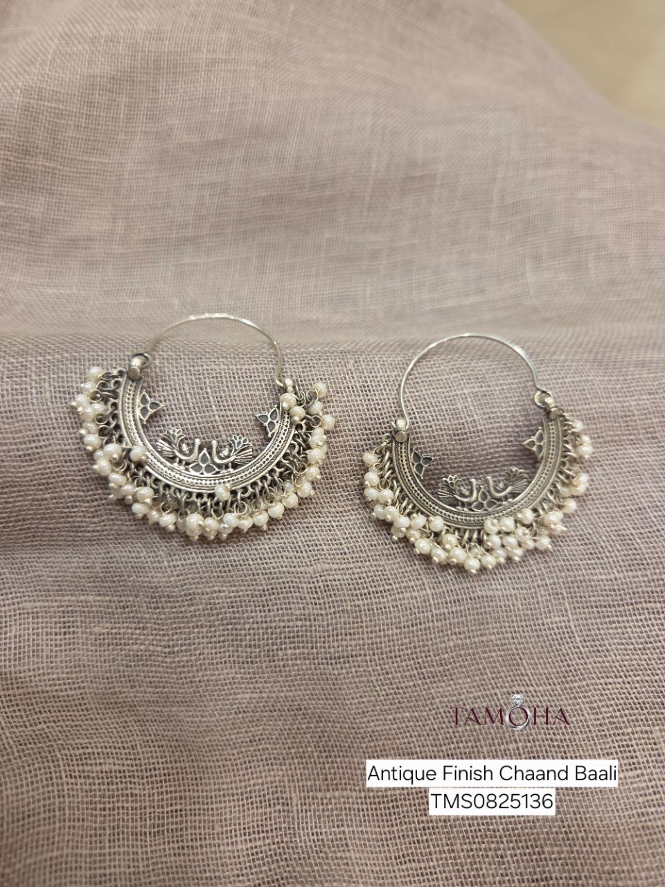 925 Silver Antique Finish Chaand Baali view 2