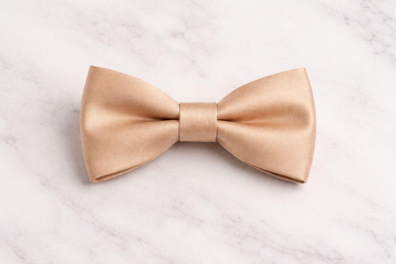 Beige Satin Bow Tie