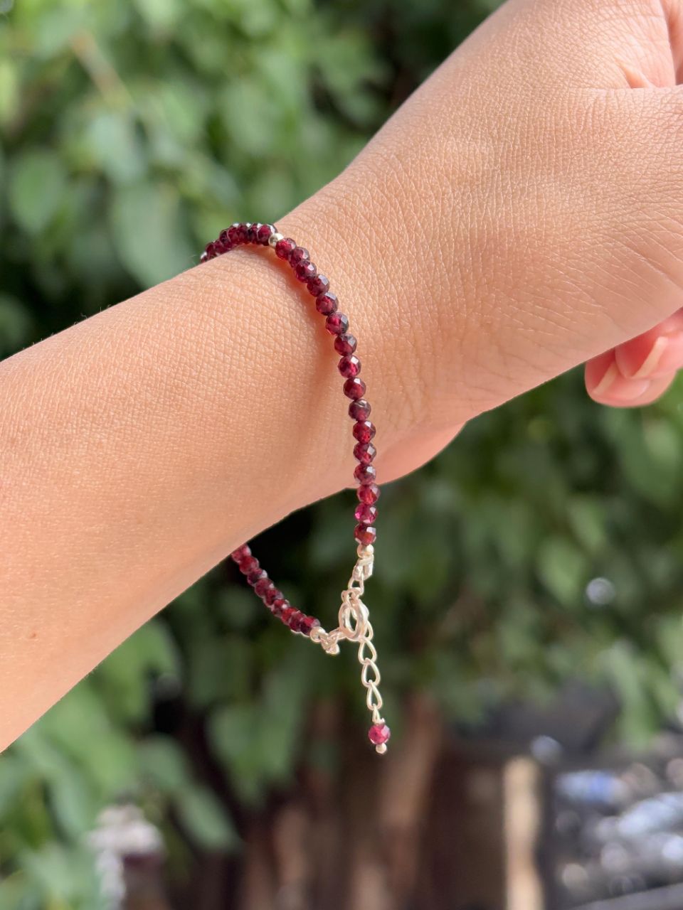 Red Garnet 925 Silver Bracelet