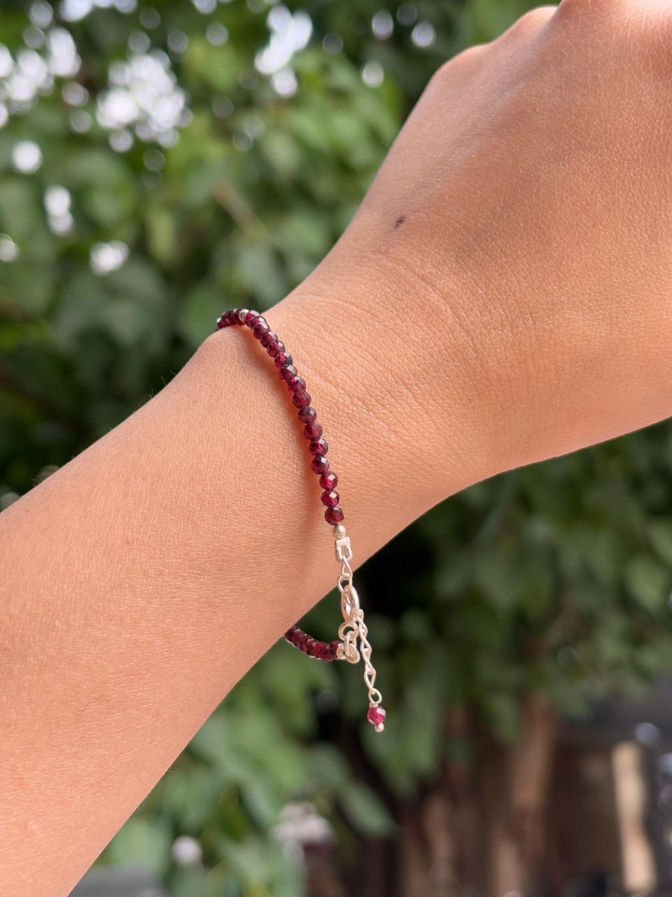 Red Garnet 925 Silver Bracelet view 2