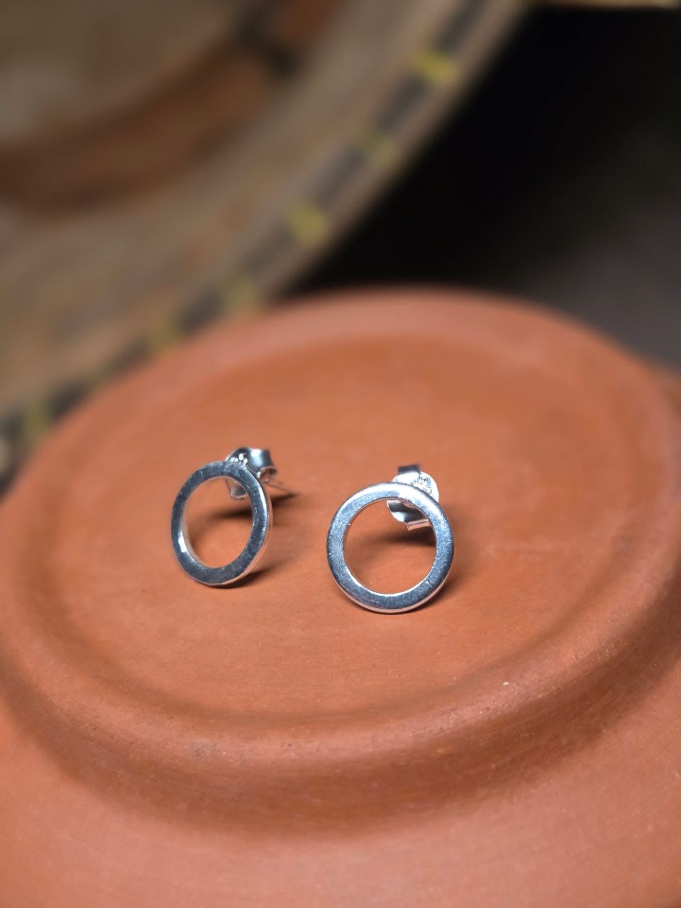 925 Silver Circular Earrings view 3