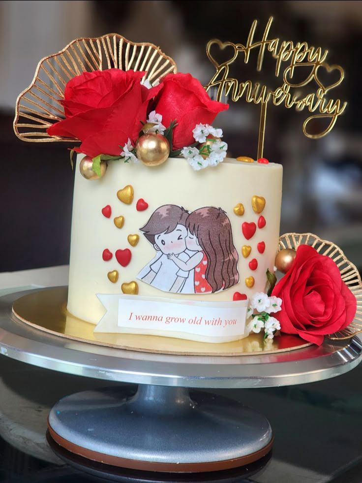 1kg Happy Anniversary Cake - The Cake Studio