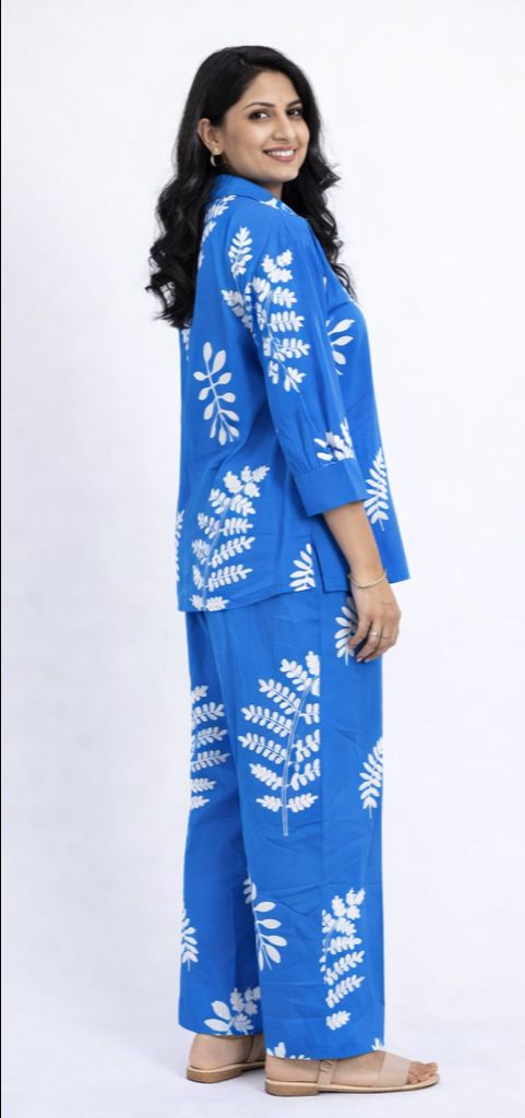 Blue Embroidery Co-ord Set Set view 2