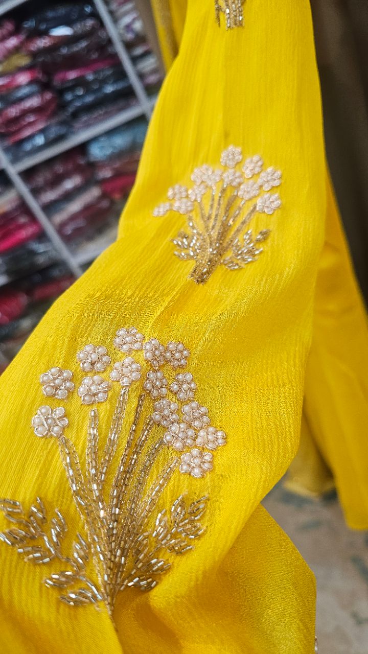 Yellow Kurta Suit With Brocade Dupatta view 2