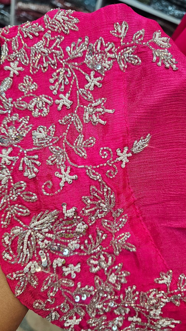 Embroidered Hot Pink Designer Dress view 2