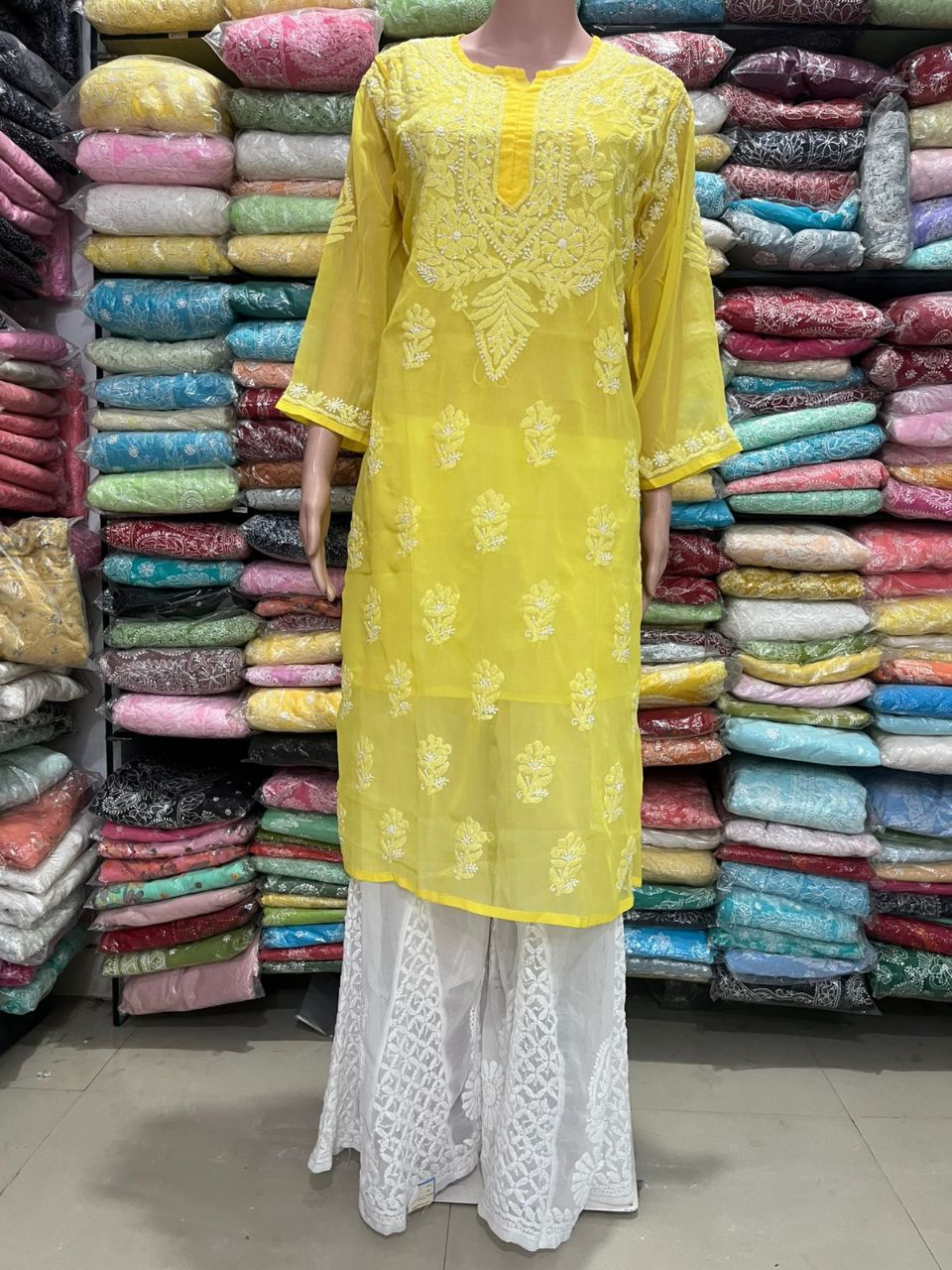 Bright Yellow Embroidered Kurta Set
