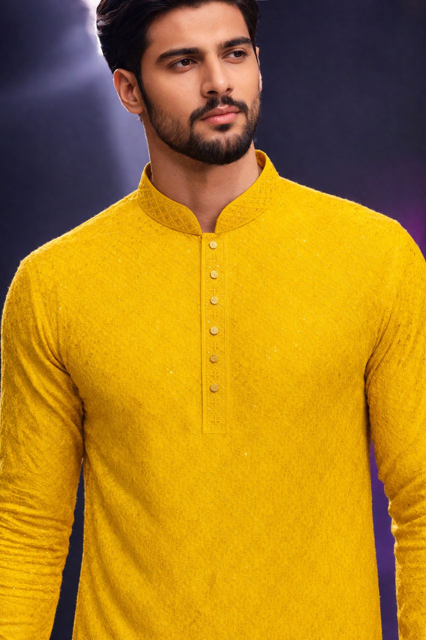 Yellow Sequins Kurta view 2