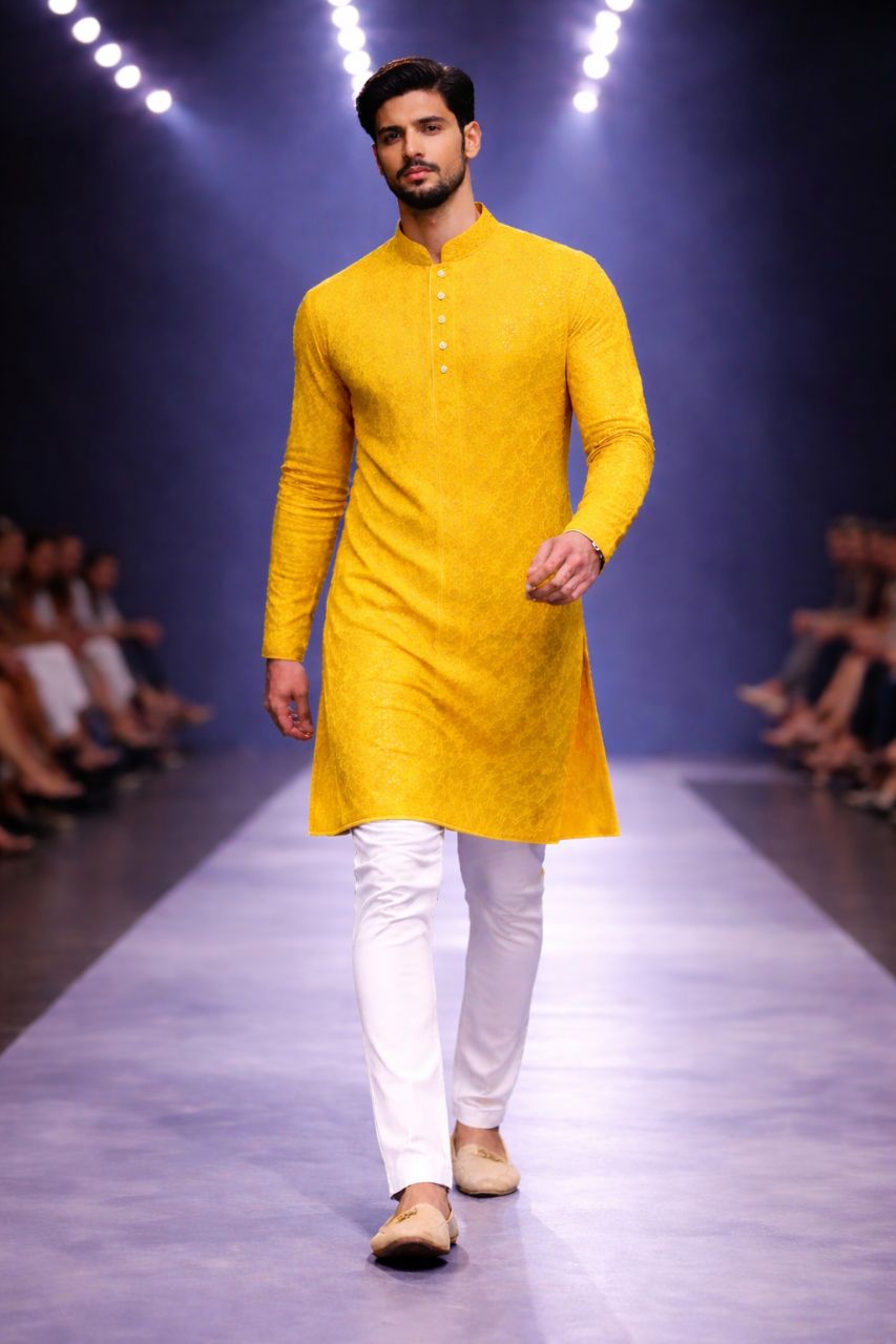 Yellow Sequins Kurta