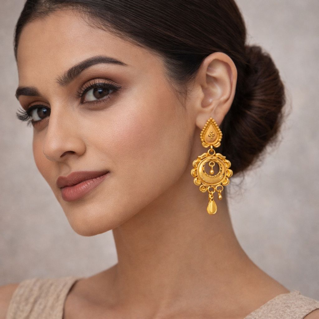 Traditional Gold Earrings view 2