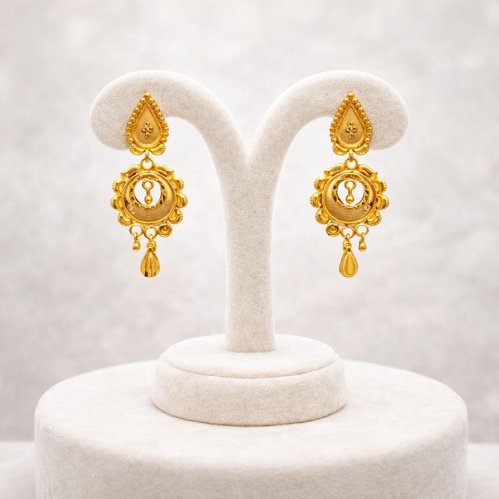Traditional Gold Earrings view 3