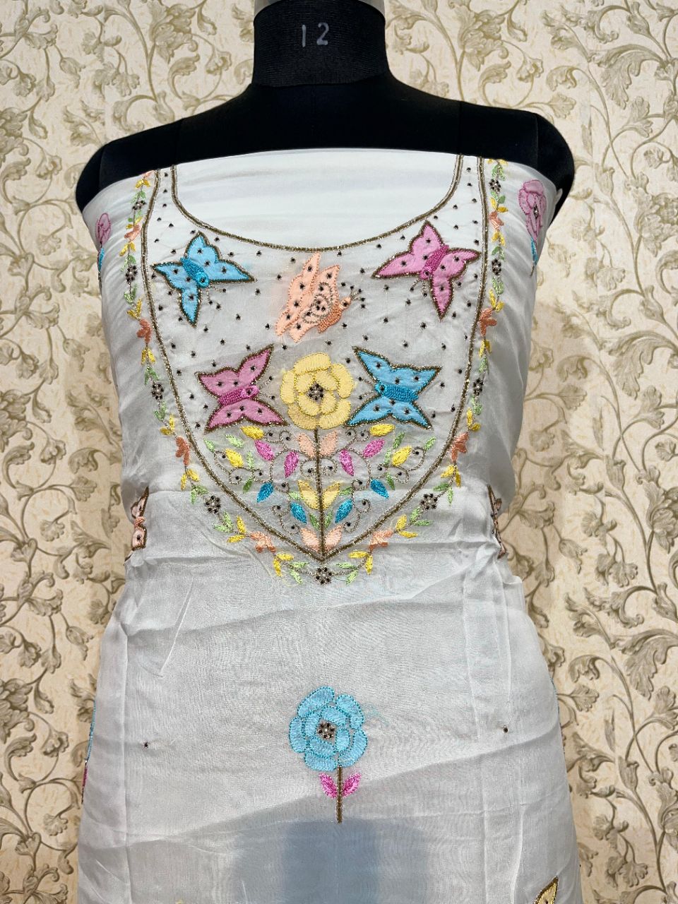 Chikankari Unstitched Kurti Piece view 2
