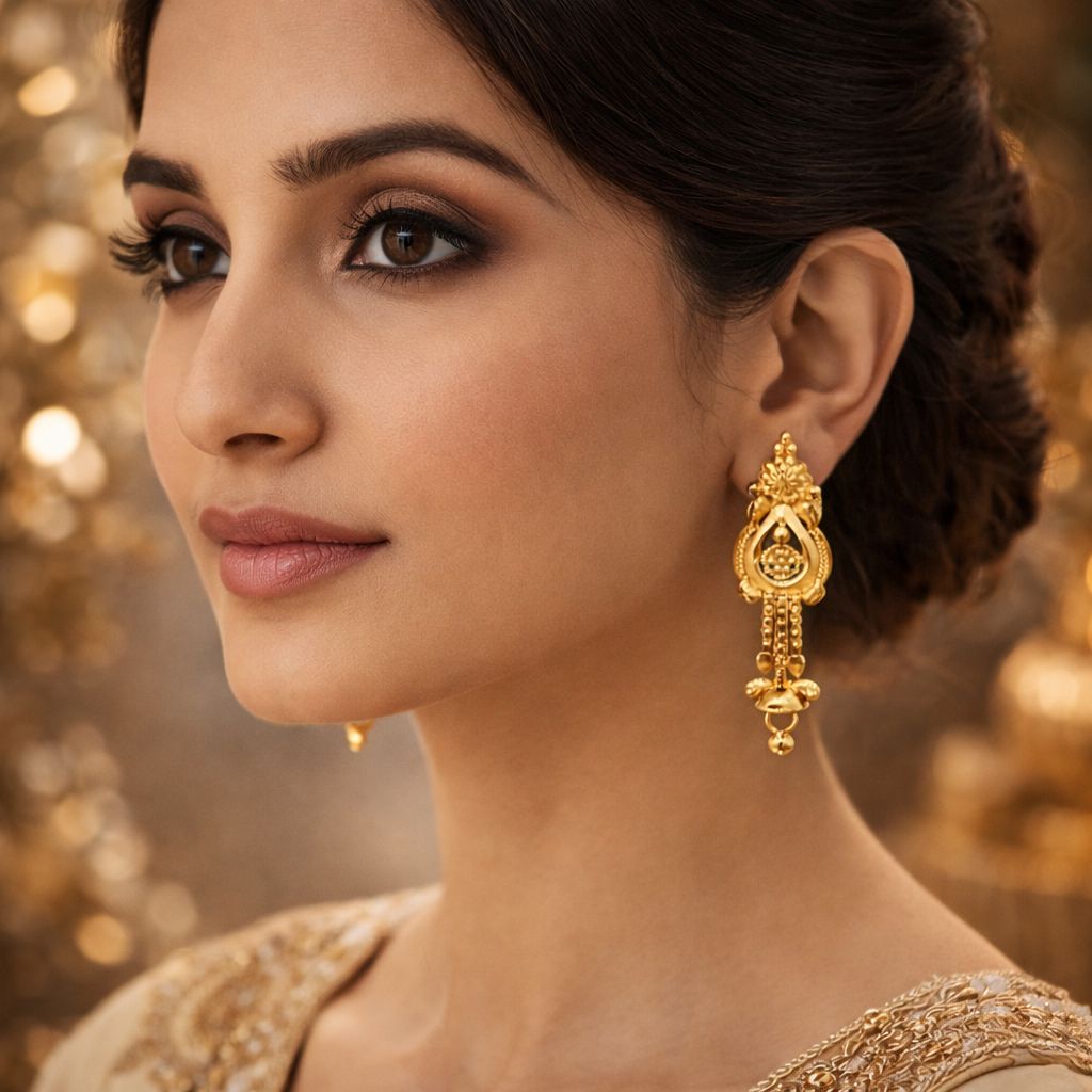 Gold Earrings view 2