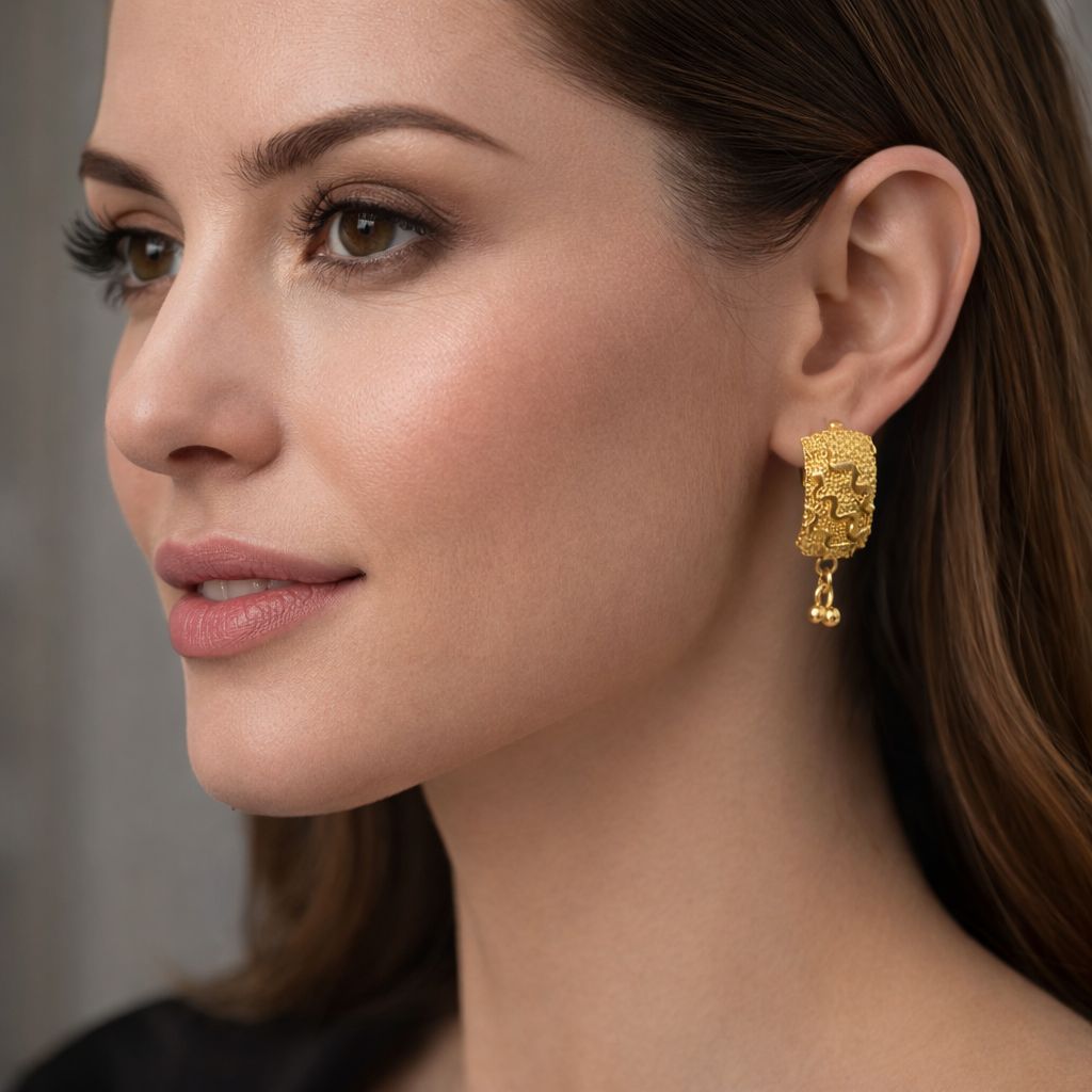 Gold Designer Earrings view 2