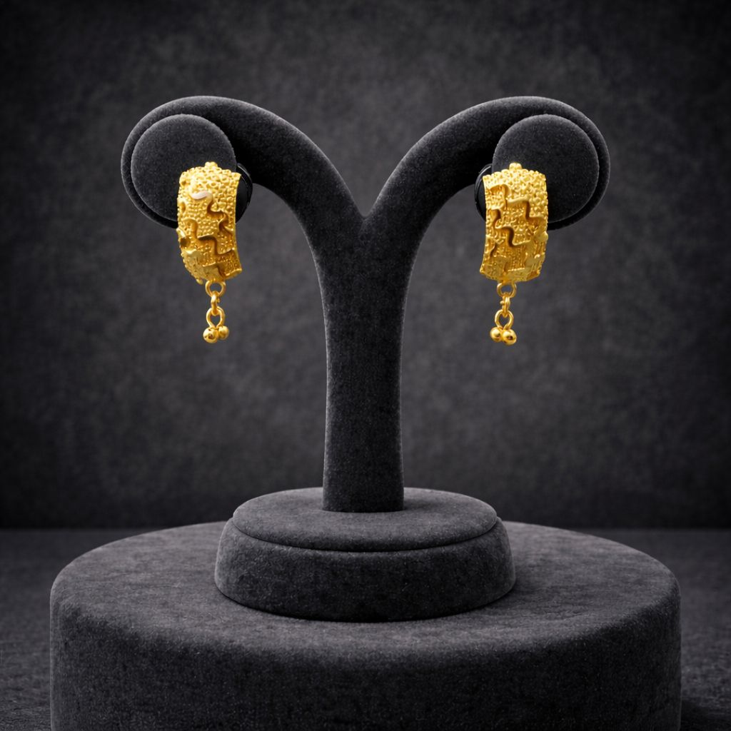 Gold Designer Earrings view 3