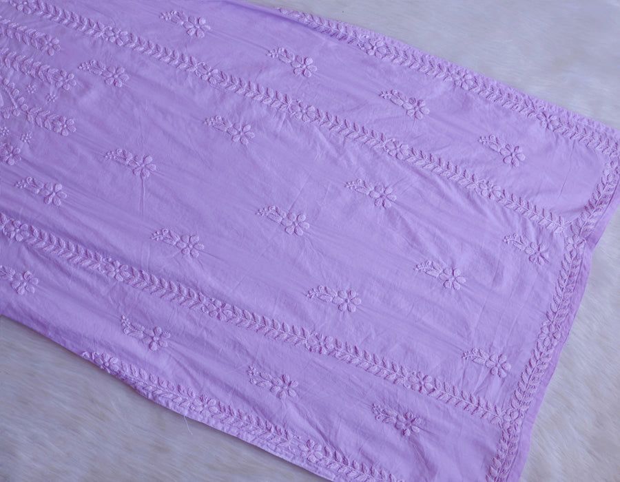 Pure Cotton Long Handwork Kurti In Lavender. view 5