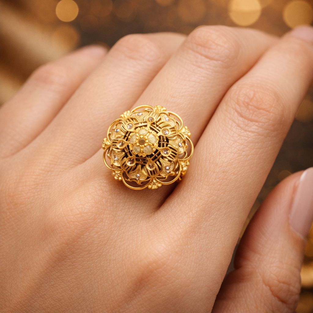 Gold Floral Ring 07 view 2