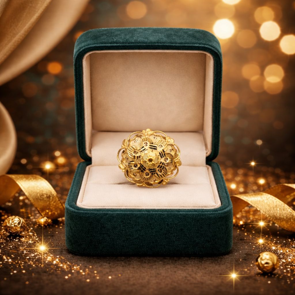 Gold Floral Ring 07 view 3
