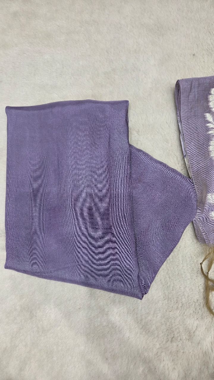 Elegant Purple Unstitched Suit. view 4