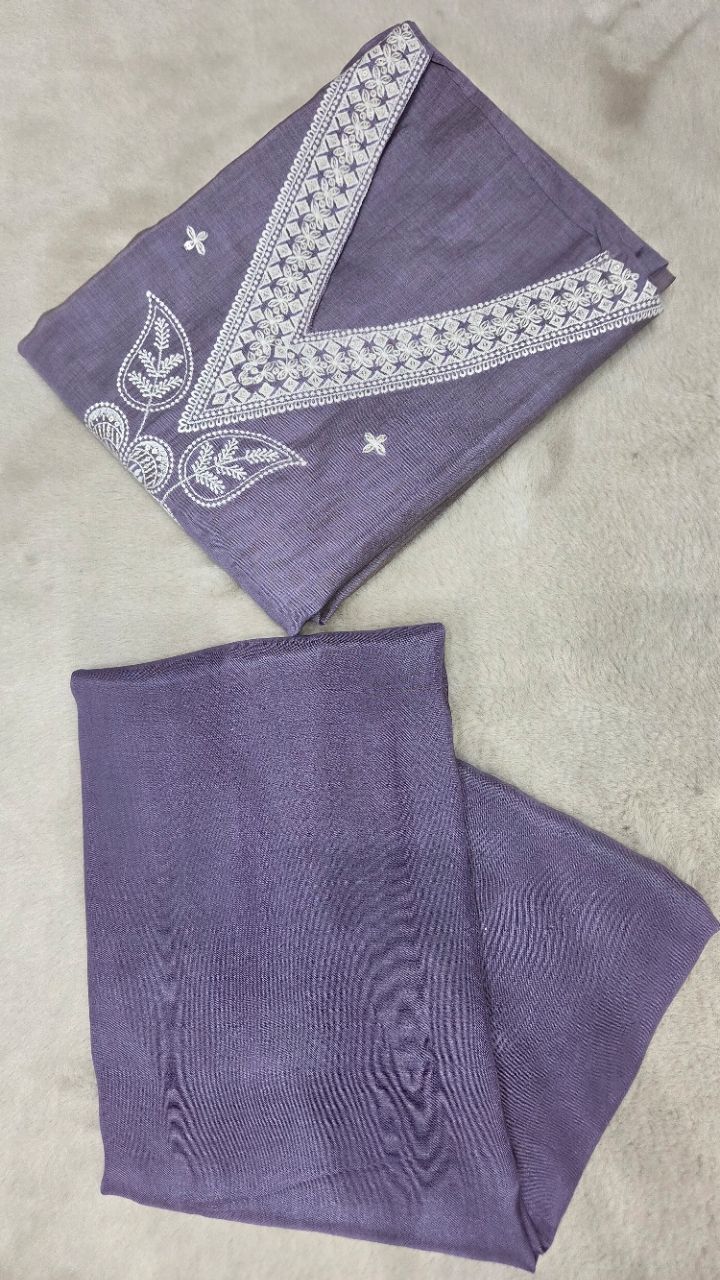 Elegant Purple Unstitched Suit. view 5