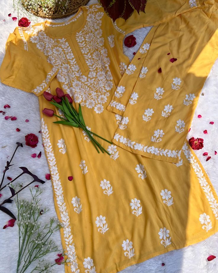 Pure Modal Heavy Handwork kurti Plazo Set. ✨ view 2