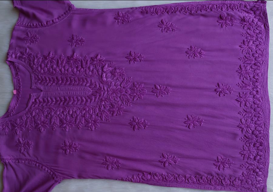 Tone To Tone Short Handwork Kurti. ✨ view 4