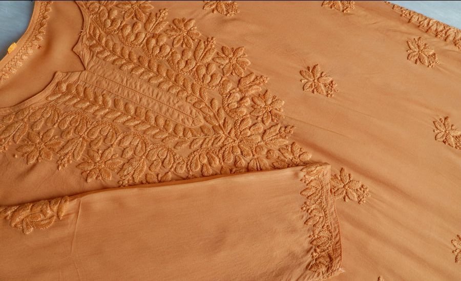 Tone To Tone Modal Short Handwork Kurti. view 2