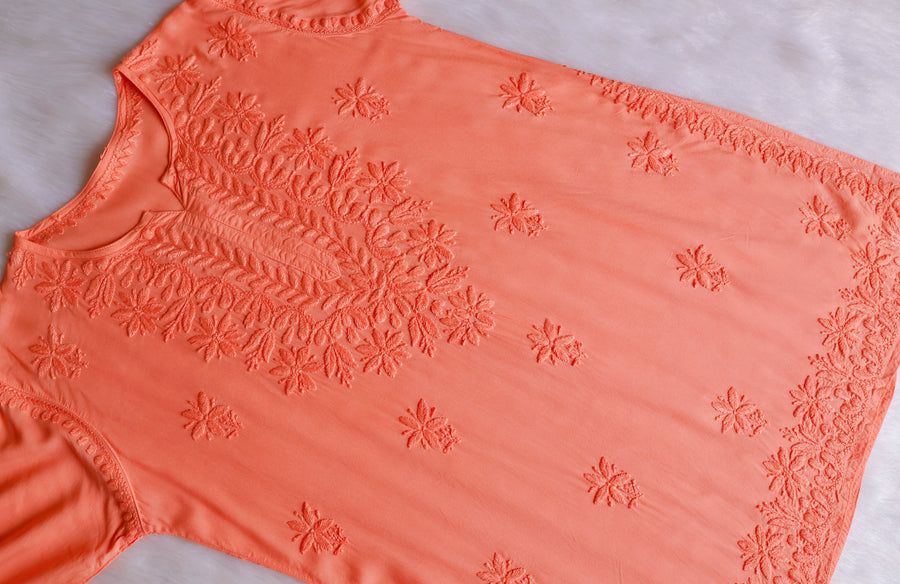 Tone To Tone Modal Short Handwork Kurti.✨ view 2