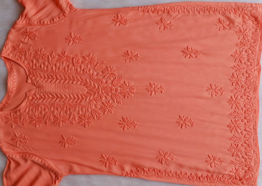 Tone To Tone Modal Short Handwork Kurti.✨ view 3