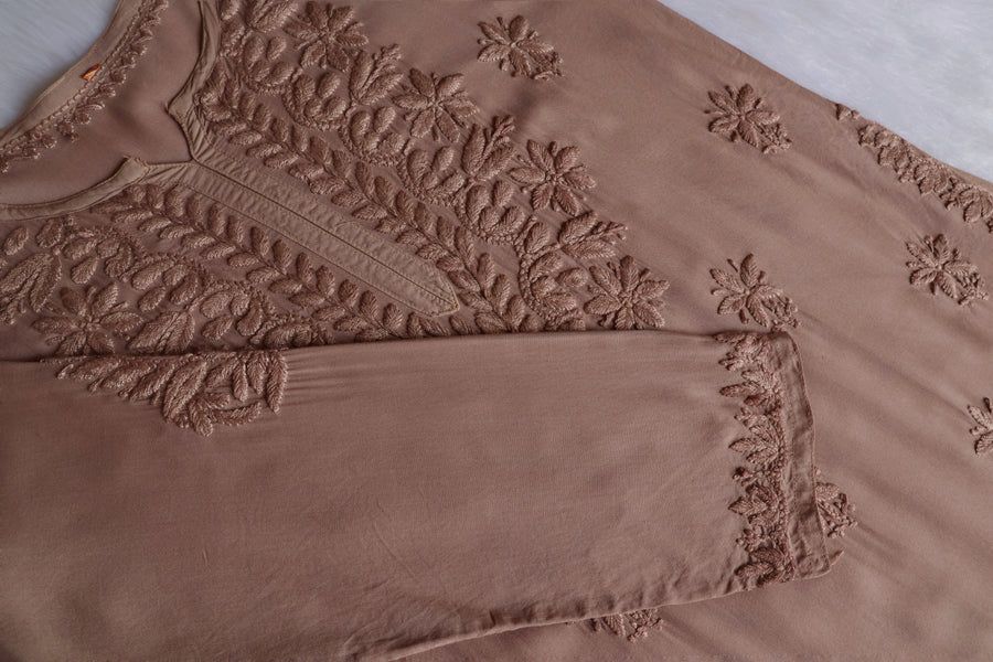 Tone To Tone Modal Short Handwork Kurti 🌷 view 3
