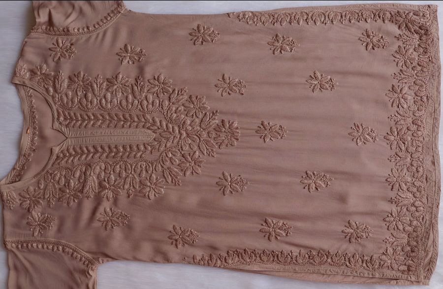Tone To Tone Modal Short Handwork Kurti 🌷 view 4