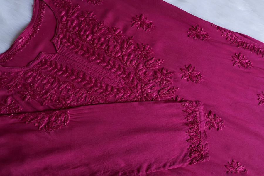 Tone to Tone Modal Short Handwork Kurti view 3