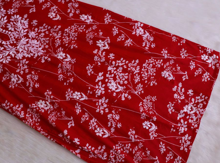 MULMUL LONG HANDWORK KURTI WITH FLORAL PRINT. view 3