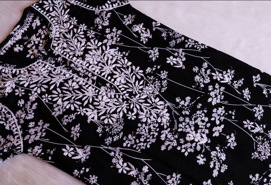 MULMUL LONG HANDWORK KURTI WITH FLORAL PRINT view 3