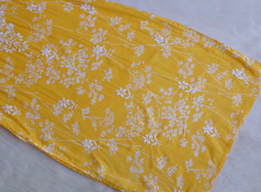 MULMUL LONG HANDWORK KURTI WITH FLORAL PRINT . view 4