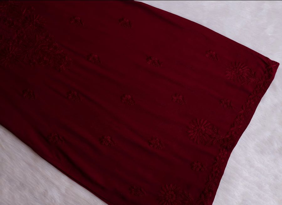 RAYON LONG HANDWORK KURTI IN BEAUTIFUL MAROON SHADE✨ view 4