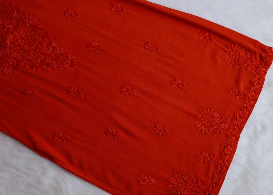 RAYON LONG HANDWORK KURTI IN RUST SHADE ✨ view 4