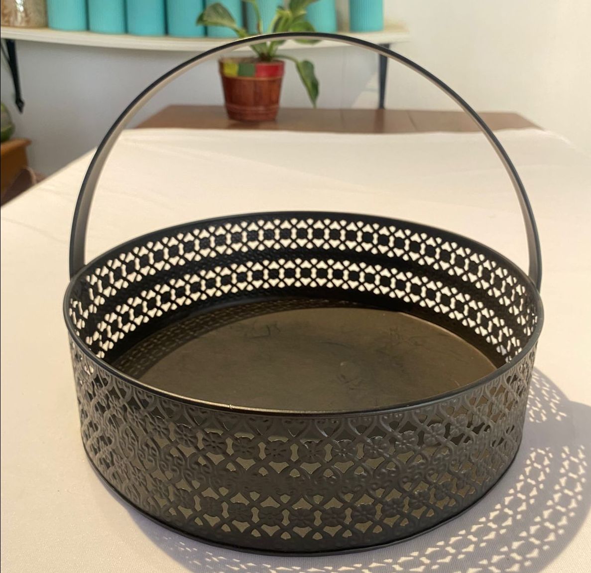 Big Black Metal Round Basket view 2