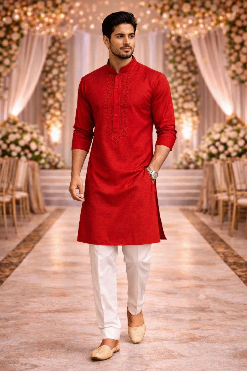 Red Kurta by Kapoor And Sons