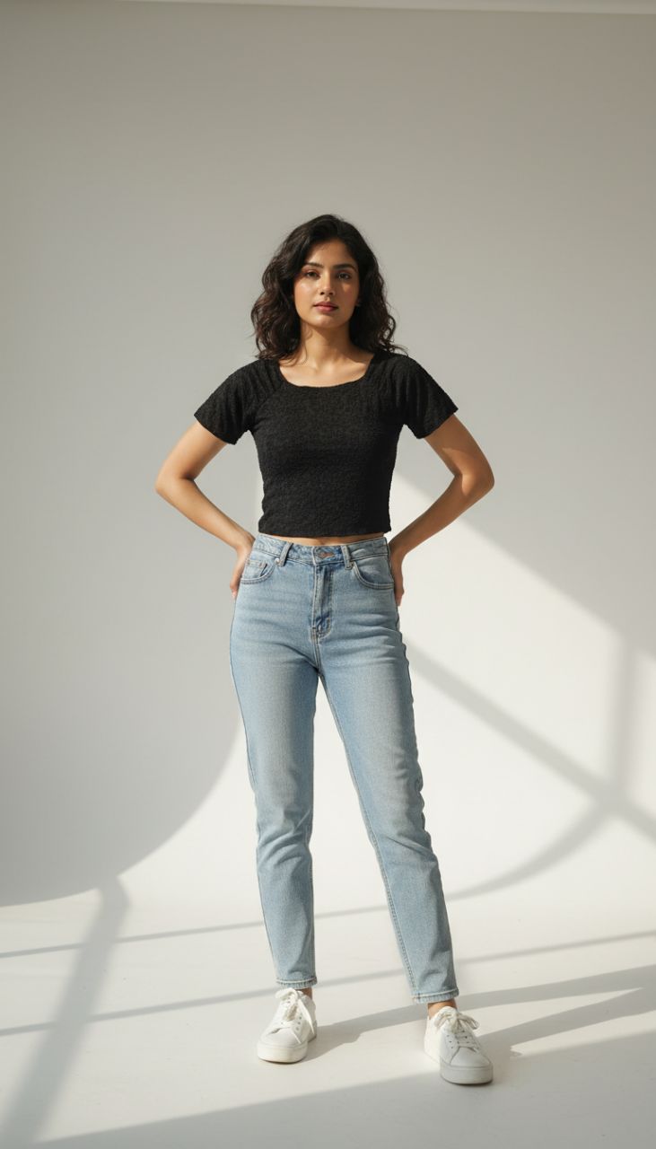 Never Lace Crop Top Navy Blue view 2