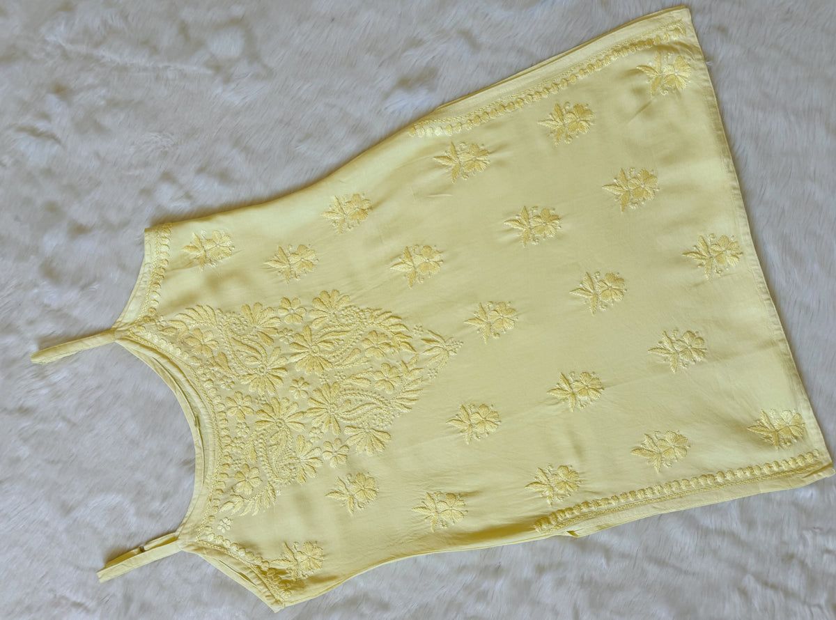 Modal Short Sleeveless Handwork Kurti.💛 view 3