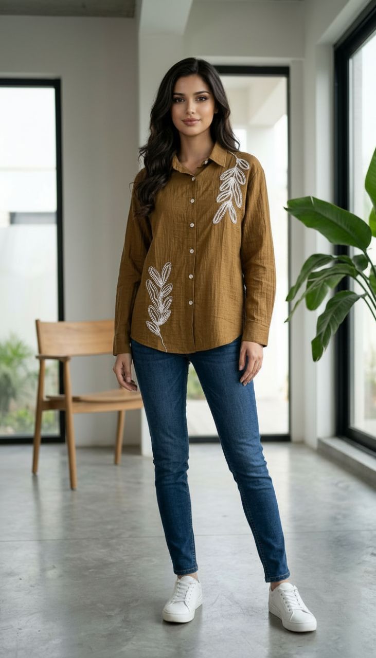 Embroidered Button-Down Shirt view 5