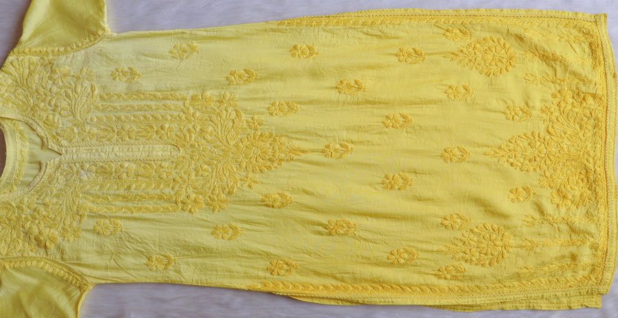 NIYA OMBRE CHANDERI HANDWORK PLAZO SET IN YELLOW. view 4