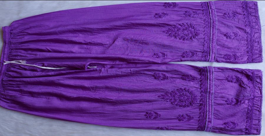 NIYA OMBRE CHANDERI HANDWORK KURTI PLAZO SET IN LAVENDER. view 5